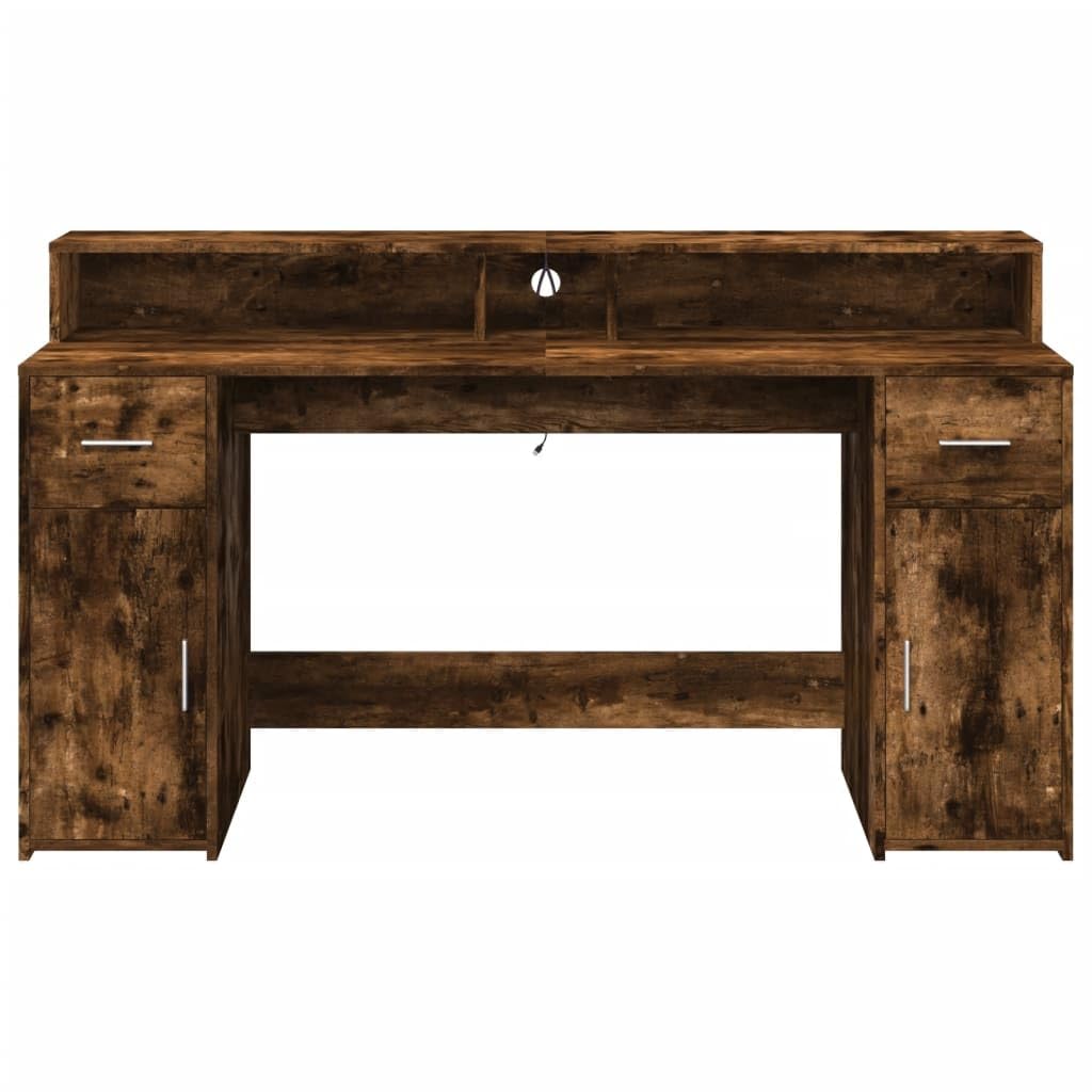 Homgoday Scrivania a LED per computer, ufficio, ufficio, ufficio, soggiorno, studio, incenso, 160 x 55 x 91 cm, materiale in legno