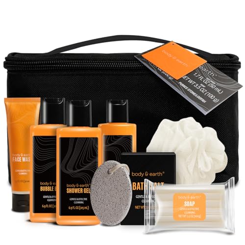 Gift Baskets for Men Bath Set Citrus Scented Mens Gift Sets with Face Wash, Shower Gel, Body Lotion, Bubble Bath, Loofah, Birthday Gift for Men, Christmas Gift for Men, Father's Day Gifts