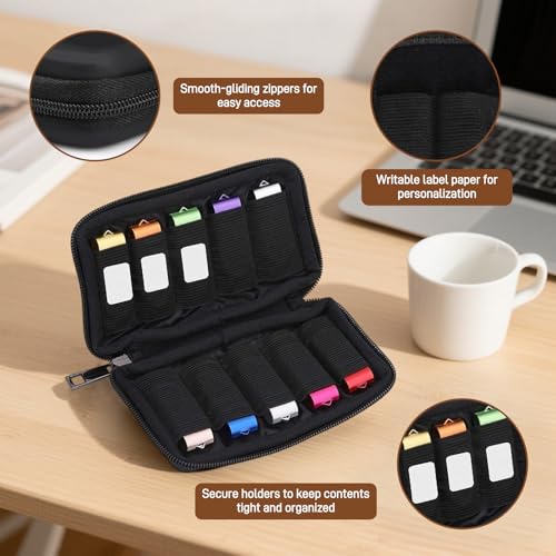 Ztolbriy USB Stick Aufbewahrungstasche Mit 10 Steckplätzen – Organizer Für USB Speichersticks Und Flash Drives – Schwarz – Praktische Aufbewahrung Für USB-Sticks Und Elektronisches Zubehör