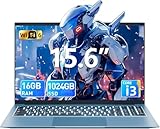 SGIN 15.6 Inch Laptop Computer, Win 11 Laptops with 16GB RAM 1024GB SSD, Core i3 CPU(Up to 3.9GHz), Backlit Keyboard, 53.2WH Battery, WiFi 6, IPS FHD Display, 180° Viewing, HDMI Type-C