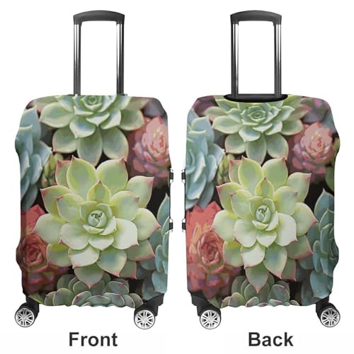 Green Succulents Luggage Cover, Washable Elastic Suitcase Cover Protector Fit 18-32 Inch Luggage3