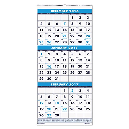 House of Doolittle 2019 Wall Calendar, Three-Month Vertical, 8 x 17 Inches, December - January (HOD3646-19)