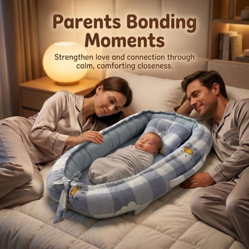 Image of StarAndDaisy Baby Nest /Sleeping Bed for New Born Boy & Girl Soft & Comfortable Baby Beddig Set for 0-12 Months /Foldable & Washable, Baby Sleeping Bag Set.