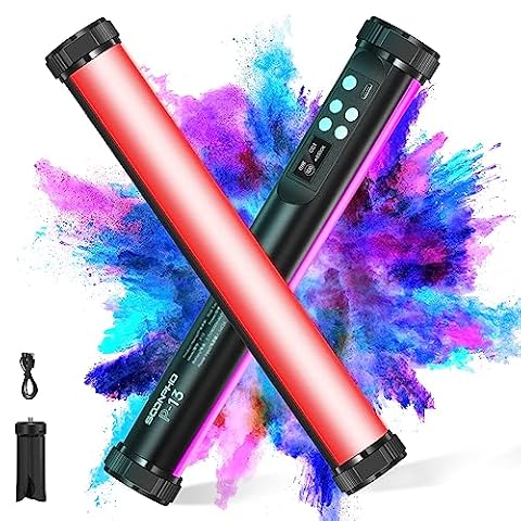 SOONPHO Lampa wideo LED RGB, pręt świetlny, obracany o 360°, mini magnetyczna, przenośna, z wbudowanym akumulatorem, 2500-9000 K, RGB, do fotografowania figurek anime