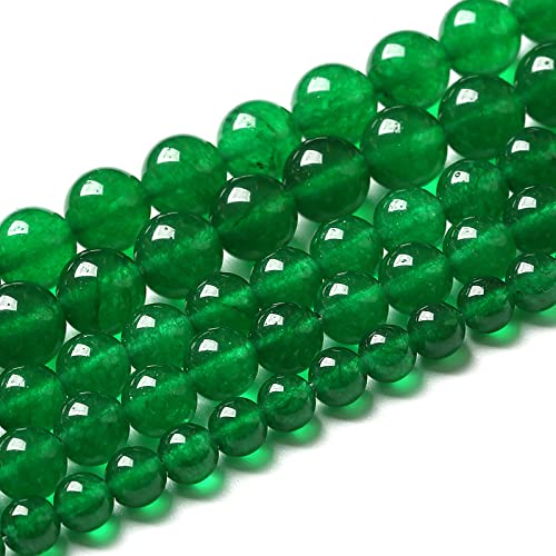 46Pcs 8Mm Natural Chinese Green Jade Beads Chalcedony Round Loose Gemstone Crystal Energy Healing Power Stone Beads For Jewelry Making Diy Bracelet (8Mm, Chinese Green Jade) #TOP1