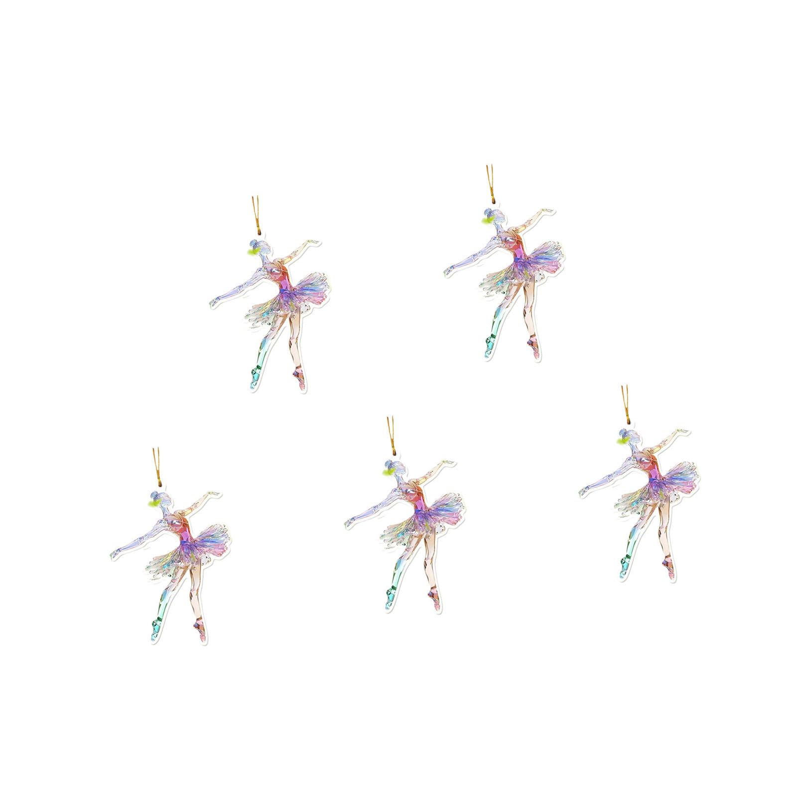 Jazuaiao Of 5 Ballet Dancer 2D Ornament Acrylic Pendants Christmas Tree Decoration Jewelry for Dance Enthusiasts Acrylic Decoration