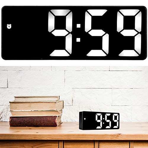 Relógio Despertador Espelho LED, Mesa Digital USB Recarregável Despertador Mini Relógio Eletrônico P
