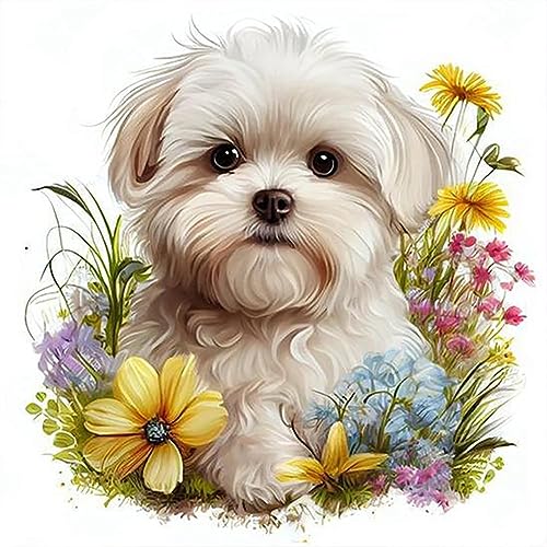 Stalente Diamond Painting Kits for Adults, 5D DIY Diamond Art Kits for Beginners Round Full Drill Diamond Painting for Home Wall Decoration Gift 12x12inch, Dog