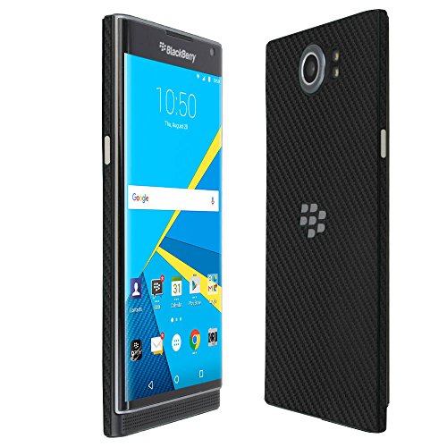 Skinomi Black Carbon Fiber Full Body Skin Compatible with BlackBerry Priv (Full Coverage) TechSkin with Anti-Bubble Clear Film Screen Protector