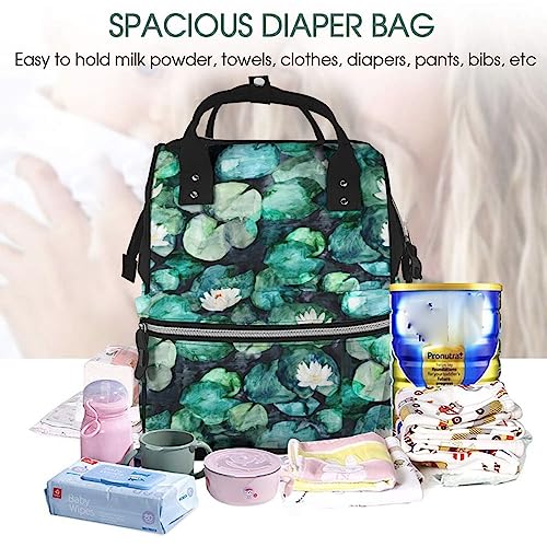 Sac à dos ordinateur portable avec grand compartiment et motif nénuphars