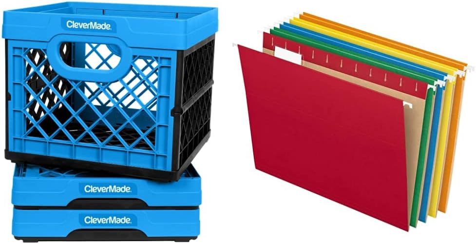 CleverMade Milk Crates, 25L Plastic Stackable Storage Bins