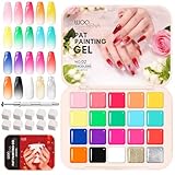 20 Colors Ombre Gel Nail Polish - Sponge Pat Painting Gel for Gradient Nails, Aura & French Manicure, Fluffy Cloud Texture with No-Wipe Glossy Finish, DIY Nail Art Kit for Beginners & Professionals