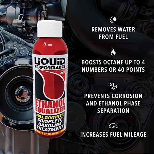 Liquid Performance - Ethanol Equalizer - 4 Oz - Full Synthetic Complete Gas Treatment - Cleans And Lubricates Fuel System - Stops Ethanol Fuel Problems #TOP2