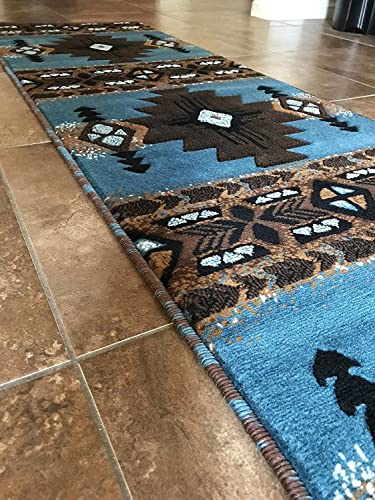 Concord Global Trading Southwest Native American Runner Area Rug Blue & Brown Design C318 (2 Feet X 7 Feet) #TOP5