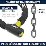 URBAN XK120 Chaine Antivol pour Velo en Acier Trempé,100cm et Maillons ø8mm, Serrure Haute Sécurité, Plus Compacte et Plus Facile Transport, Anti-Rayures, Cadenas Polyvalent pour Vélo Moto ou Scooter - 5