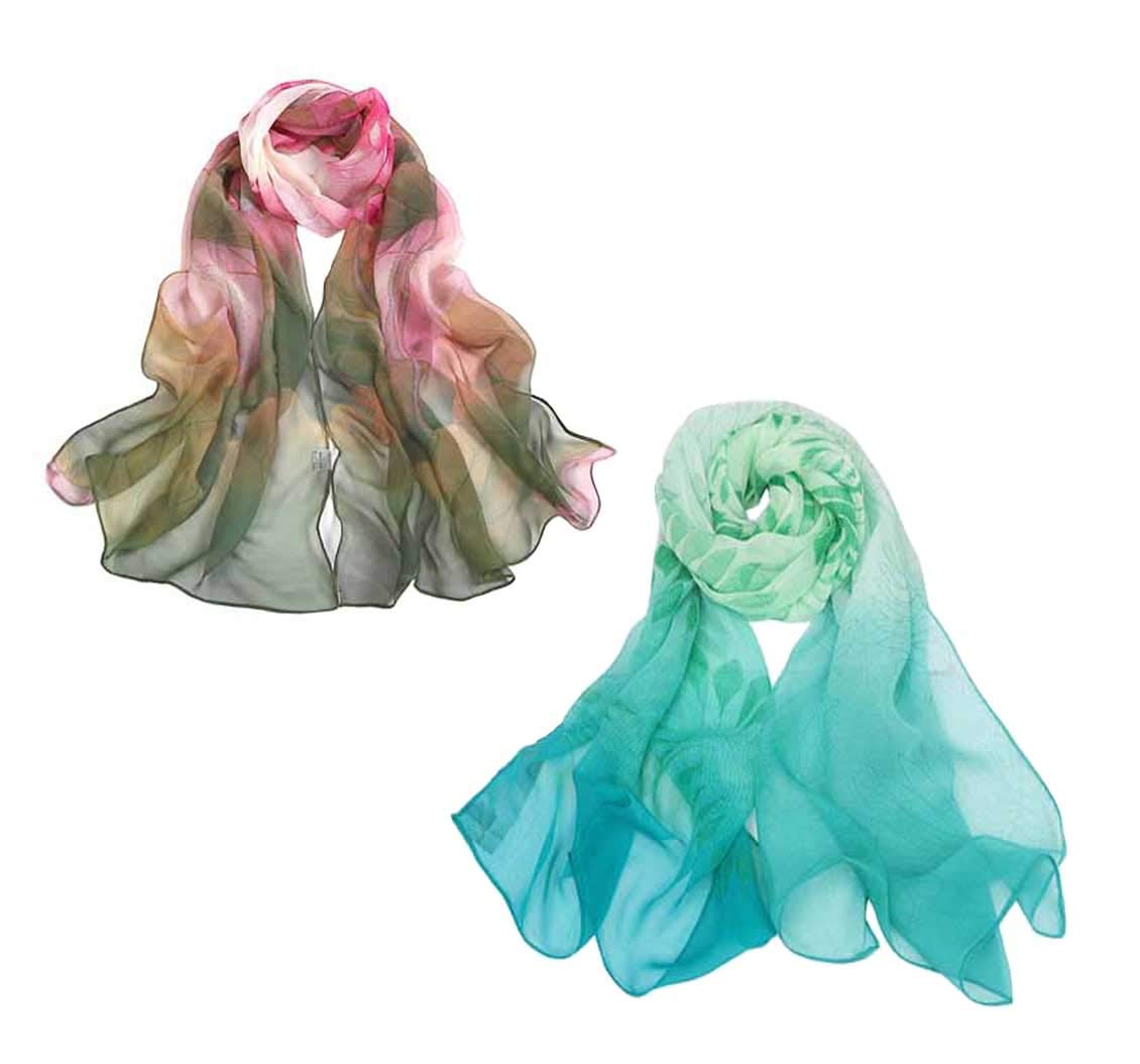 Acotavie2 Pcs Scarfs for Women Lightweight Scarves Fashion Floral Print Shawls Holiday Gifts Scarf