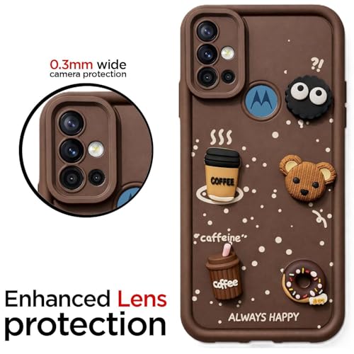 Image of Bintage Ball Bear| Donut| Milk Cake| Baby| Coffee Rubber Case Camera Protection Back Cover Compatible for Motorola Moto G30 - Brown