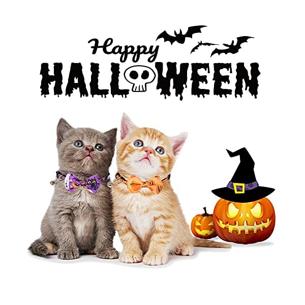 Adoggygo halloween cat collars with bow bell, breakaway cat collar with bowtie pumpkin ghost cat kitten collar for girl boy cats kittens (halloween) - image 6