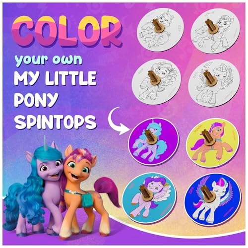 Image of My Little Pony Spinning Tops with Interactive Learning Toys for 3, 4, 5+ Year Boys & Girls | DIY Educational Toy for Kids | Birthday & Return Gifts | Lattu Buguri Bomgaram | 4 Packs