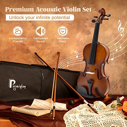 Image of 1 /4 Size Violin Set for Beginner, Acoustic Violin 1 /4 Outfit with Starter Kit for Student (Hard Case, Bow, Rosin, Extra Violin Strings 1 /4 Full Set, Shoulder Rest, Clip-on Tuners) - Matte Brown