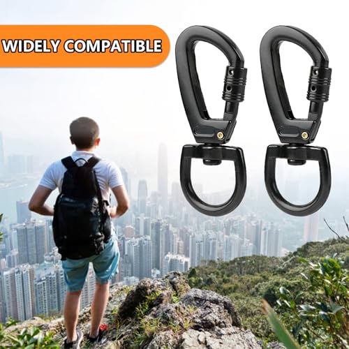 Karabinerhaken mit Drehgelenk, Twist Locking Karabiner Clips, 4 Stück Karabinerhaken für Klettern, Schwerlast Schraubkarabiner für Hängematten, Camping, Schlüsselbund, Sichere Hunde (4 Pcs)