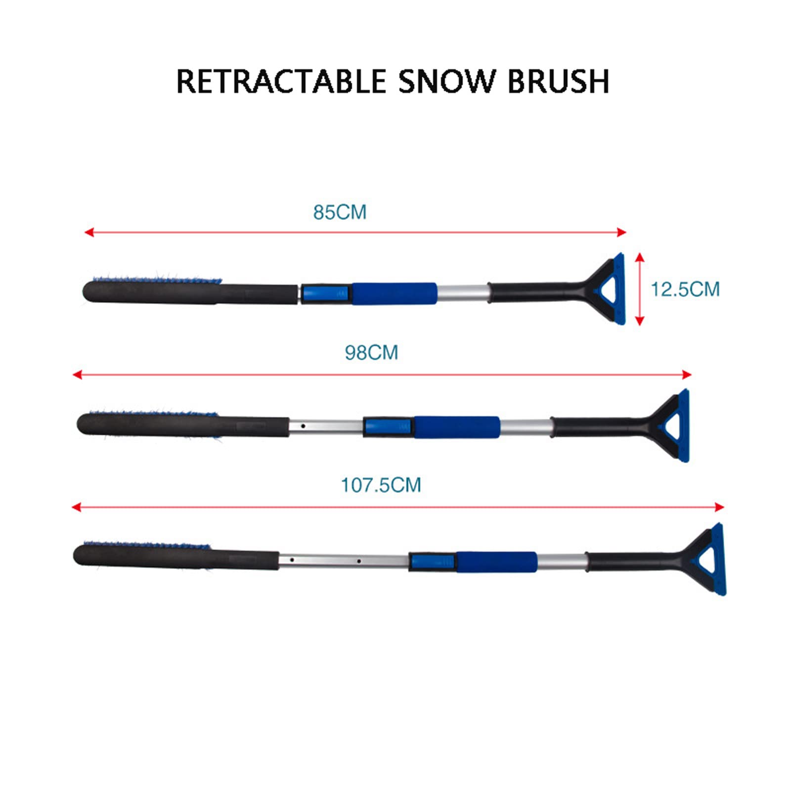 Cepillo de Nieve Raspador de Hielo Pala de Nieve 42"Pincel De Nieve Extensible con Raspador De Hielo Rascador Telescópico Telescopio Grip para Camión De Automóvil SUV Mpv Peso Ligero Anti-congelación