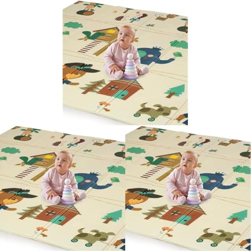 Image of LuvLap Number Zoo Double Sided Water Proof Baby Play Mat, Multicolor, Reversible Floor mats for Kids, Baby mats for Floor, Crawling Baby, Extra Large Size, 6'5 inch x 4'10 inch (195.5cmx147cm), 0.8cm Thick
