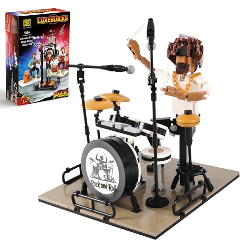LUXEBLOCKS Dynamic Drummer Building Set428-Piece Poseable Figure with Adjustable Drum Kit & StageCollectible Music-Themed ModelIdeal for Home Office Decor Ages 14+