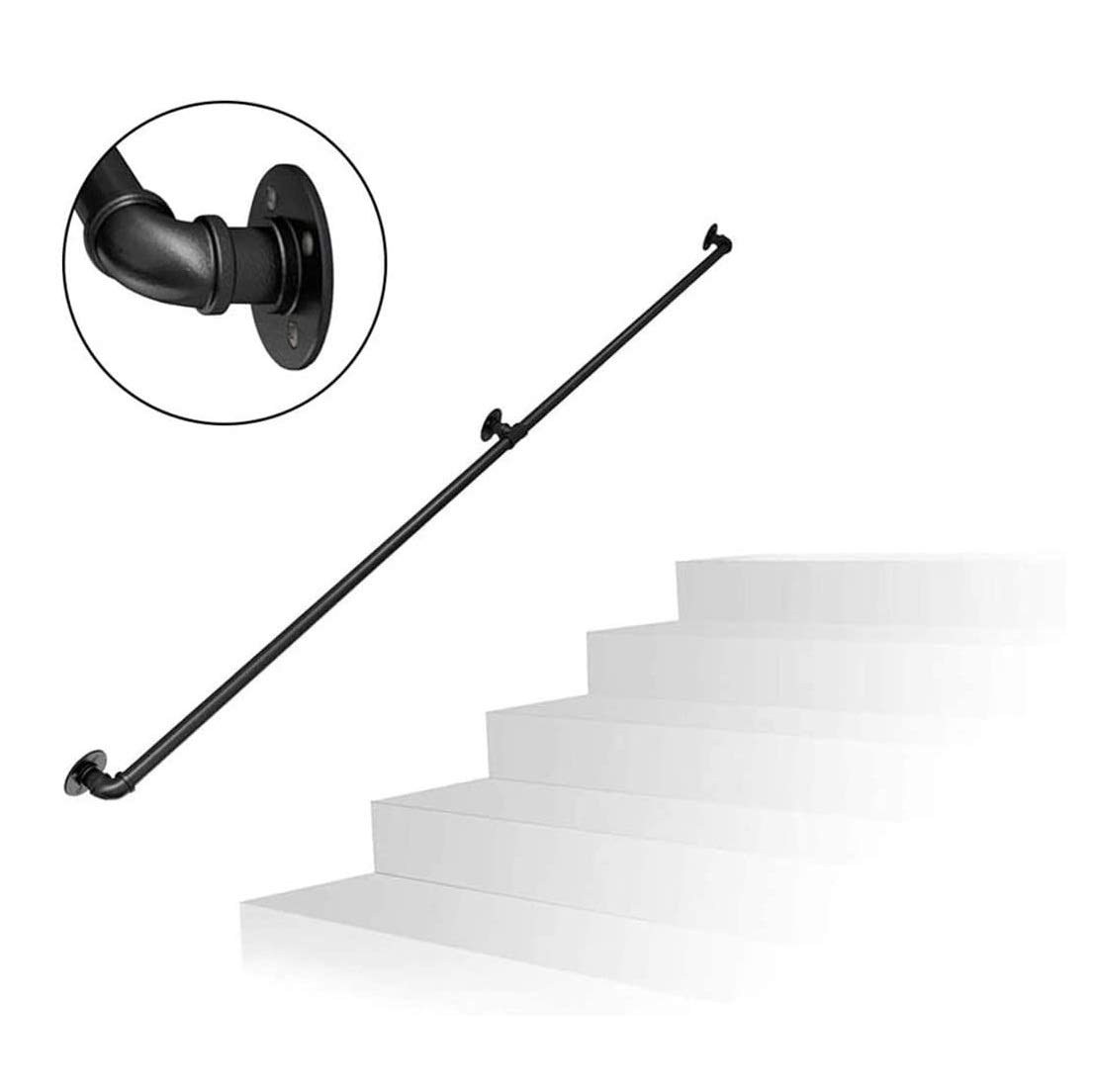 KHLMSRXJ Stair banister handrail Stair Handrail Kit (1ft-20ft)， Industrial Wind Wrought Iron Pipe Stairs Handrail，Corridor Support Bar，Barrier-free Staircase Handrail For The Elderly (Size