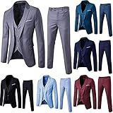 männer sakkos Lochzeitsanzug Herren Elegant: Einreihiger Herrenblazer mit gekerbtem Revers, doppelter Belüftung, 1 Knopfverschluss, 2 Pattentaschen und 2 Innentaschen