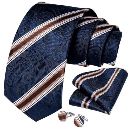Corbata de negocios a rayas para hombres con set de accesorios