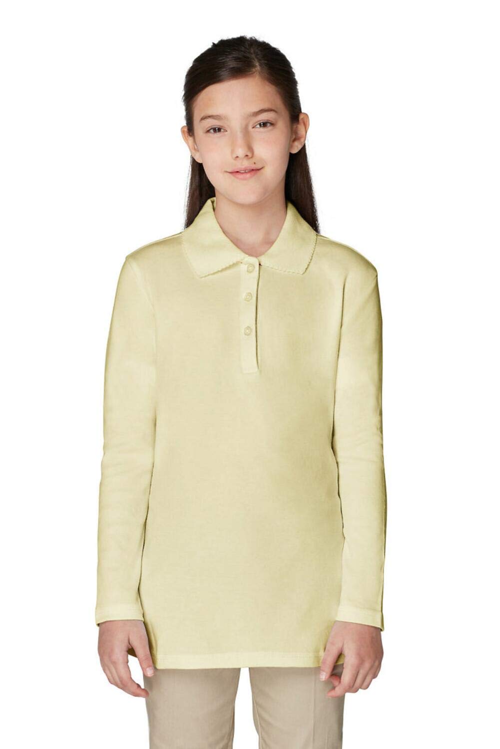French Toast Girls Plus Size' Uniform Long Sleeve Polo with Picot Collar (Standard &amp; Plus)