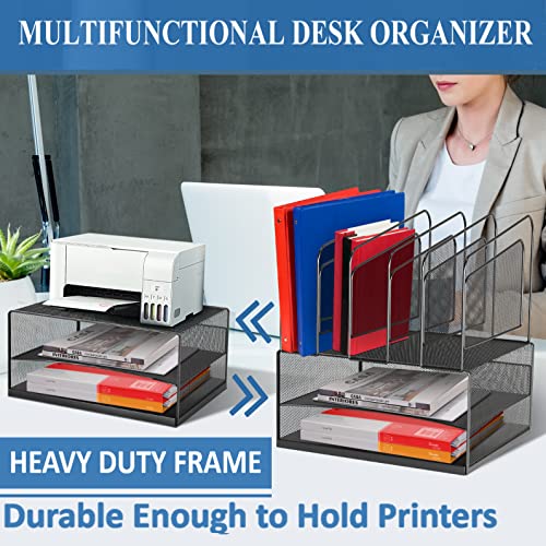 Sinboun Mesh 2 Trays 5 Vertical File Sorter Desk Organizers And Accessories Multifunction Desktop File Organizer #TOP3