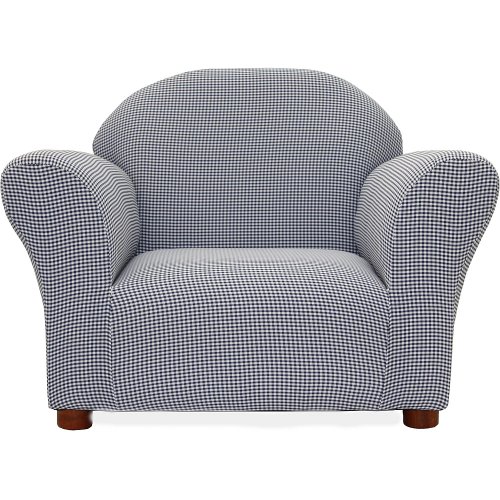 Roundy Gingham Chair for Kids Upholstered Toddler Armchair for Ages 2–5, Sturdy Wooden Frame, Soft Durable Cotton Fabric, Lightweight, Fully Assembled, Ideal for Playrooms, Nurseries & Bedrooms.