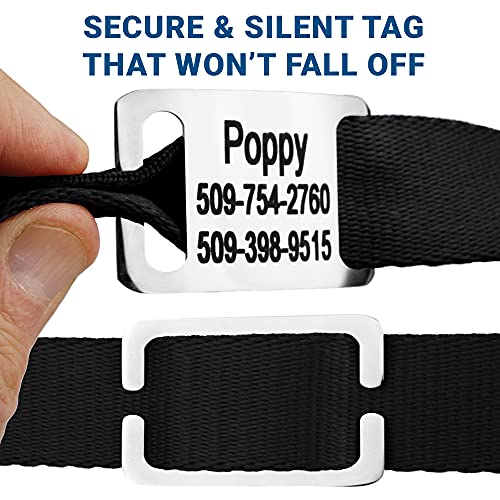 Gotags Personalized Dog Collar With Nameplate, Adjustable Dog Collar With Custom Engraved Slide On Pet Id Tag In Stainless Steel, Silent, No Noise Dog Id Tag (Black, X-Small) #TOP2