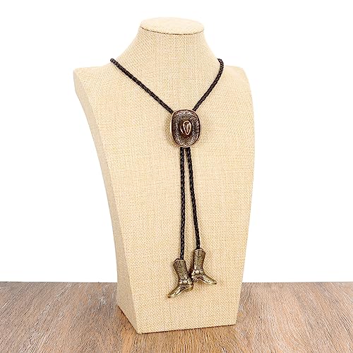 Image of Bolo Ties for Men Western - 3D Cowboy Hat Design With Vintage Boots, Western Bolotie Bola Tie
