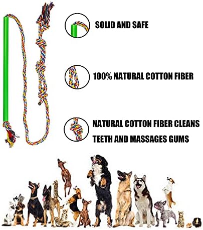 TRYGGT Flirt Pole Dogs,Interactive Dog Toys Dog Toy Stick,Dog Chew Toy Rope for Chewing &Training Small Medium Large Dogs Pulling, Chasing, Chewing, Training, Exercising,ROPE-67in