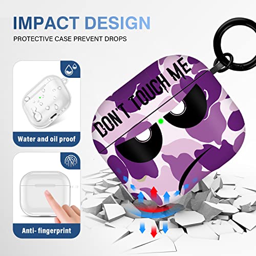Image of for Airpods 3 Case 2021, Don't Touch Me for Airpods Cover with Keychain Soft Cute Shockproof Cover for Women Men Compatible with for Airpods 3 Charging Case,Purple