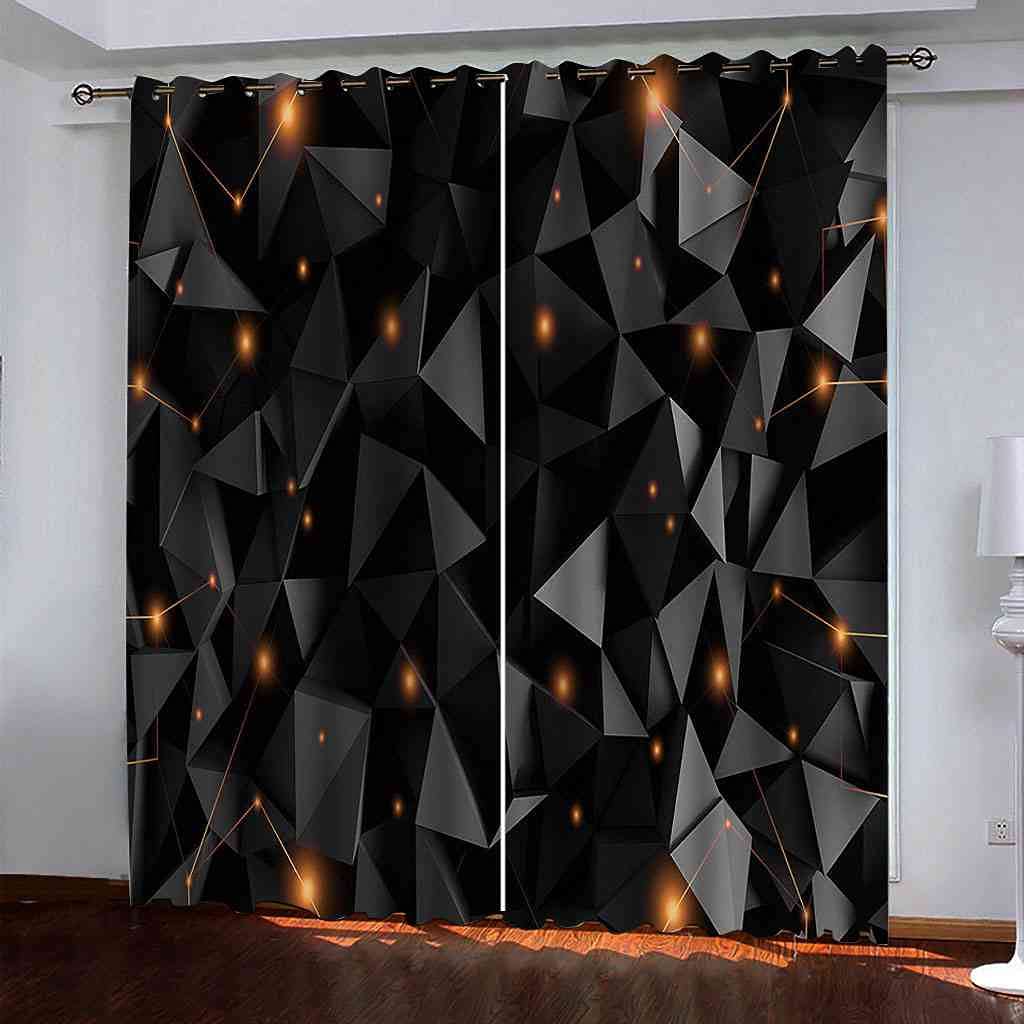Rideaux occultants de qualité supérieure 100% polyester isolant à motif géométrique 3D