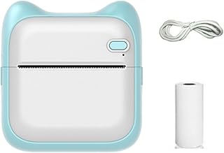 Mini Portable Thermal Printer 200dpi 57mm Printing Stickers Wireless Bluetooth Inkless Blue Pink Pocket Notes To Do List Printer for Code Date Label Industry Design (Color : Blue Set)