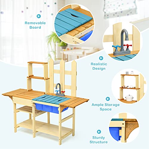 Costzon-Mud-Kitchen-for-Kids-Outdoor-Wooden-Pretend-Play-Kitchen-with-Removable-Sink-Faucet-Storage-Shelves-Mud-Table-Kids-Kitchen-Playset-for-Girls-Boys-Age-3 Costzon Mud Kitchen for Kids Outdoor Wooden Pretend Play Kitchen with Removable Sink Faucet Storage Shelves Mud Table Kids Kitchen Playset for Girls Boys Age 3