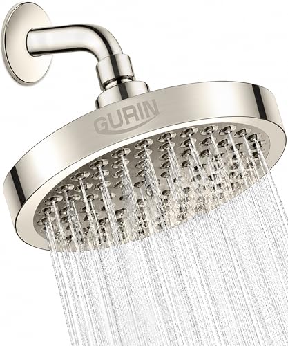 Image of Gurin Shower Filter for Bathroom with 6 Inch High Pressure Shower Head, Multistage Hard Water Softener for Shower, Chrome, Polished Finish