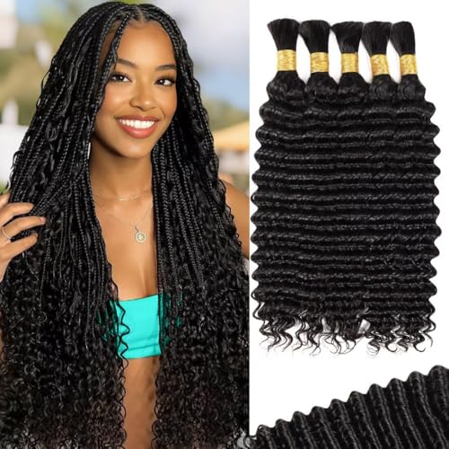 160g 5 Bundles/Pack Human Braiding Hair for Boho Braids 18 Inch Curly Boho Hair for Braiding...