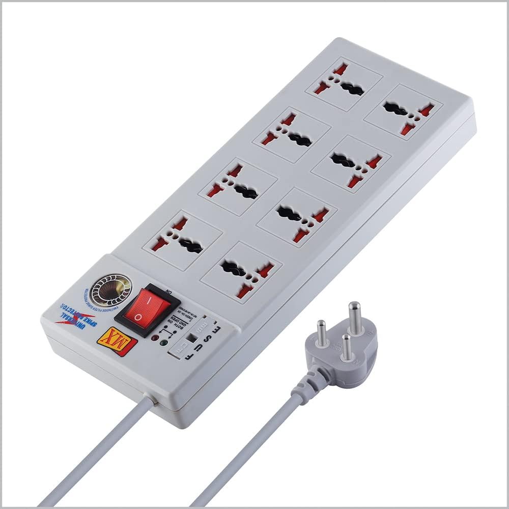 MX Power Strip with Surge Protector 8 Universal sockets – Multi Plug Extension Board with 5 Meter Cord, 5 Amp Fuse, Spike Guard, Power Extension Socket for Home Office Electronics-image-49