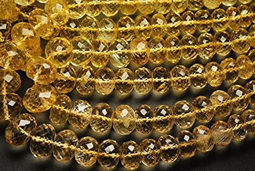 Citrine perles rondelles micro facettées 8-12mm pour fil création bijoux minéraux