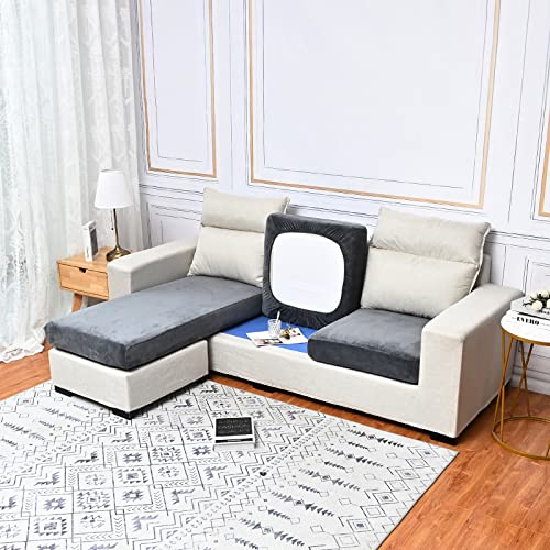 Qelus Velvet Sofa Seat Cushion Cover, 1/2/3/4 Seaters L-Shaped Couch Seat Slipcover - Image 3