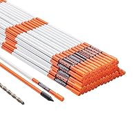 VEVOR 100er-Set Schneestangen 47,8 Zoll (121,5 cm) Auffahrtstangen orange UV-beständige Beschichtung Reflektierende Einfahrtsmarkierung Inkl. 1 Paar Schutzhandschuhe und 1 extralangen Stahlbohrer