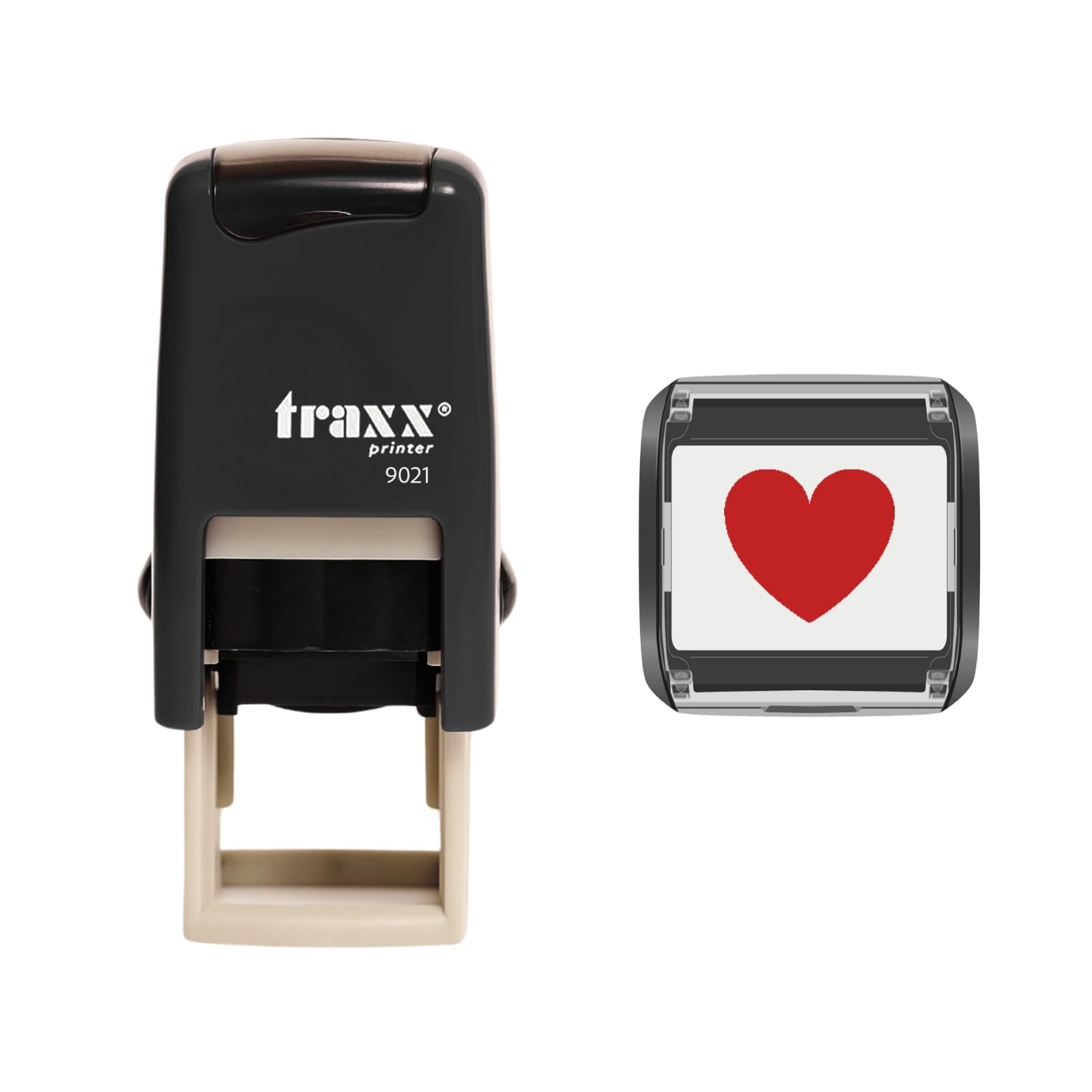 Traxx 9021 Loyalty Card Self Inking Rubber Stamp Business *A Red Heart Design*