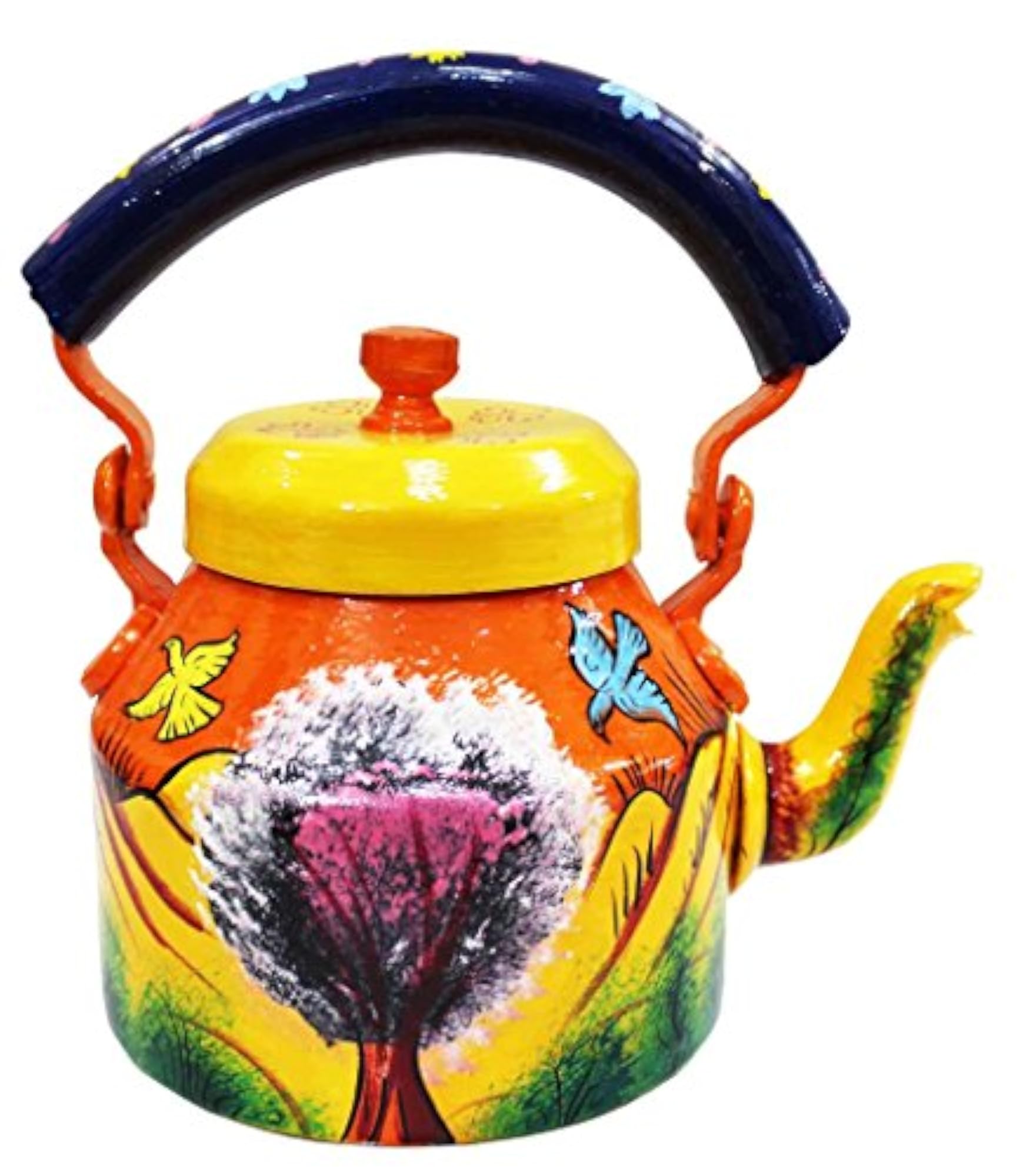Handpainted Traditional Aluminium Colourful Decorative Tea Kettle