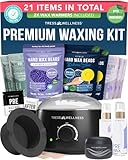 Tress Wellness Deluxe Waxing Kit for Sensitive Skin – Safe for Face & Skin, Prep & Aftercare Spray, Easy to Use – At-Home Kit for Face, Bikini, Brazilian & Full Body, Black & White